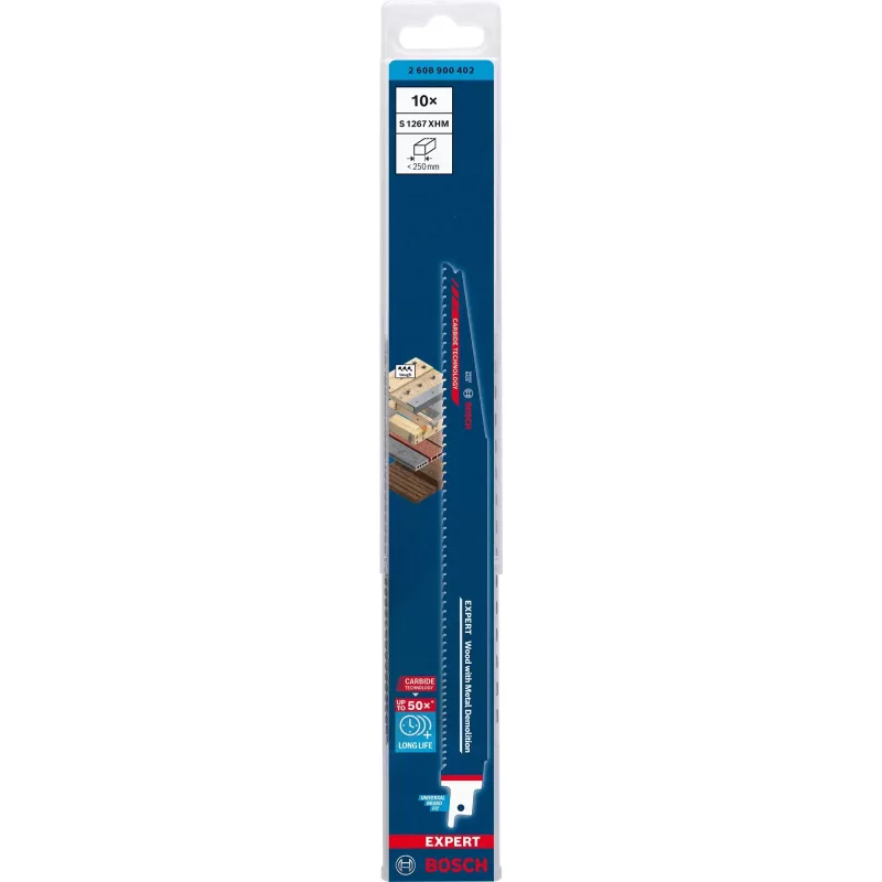 Bosch 2 608 900 402 lâmina de serra para serra de recortar/pendular/serra sabre lâmina de serra sabre metal duro 10 unid.