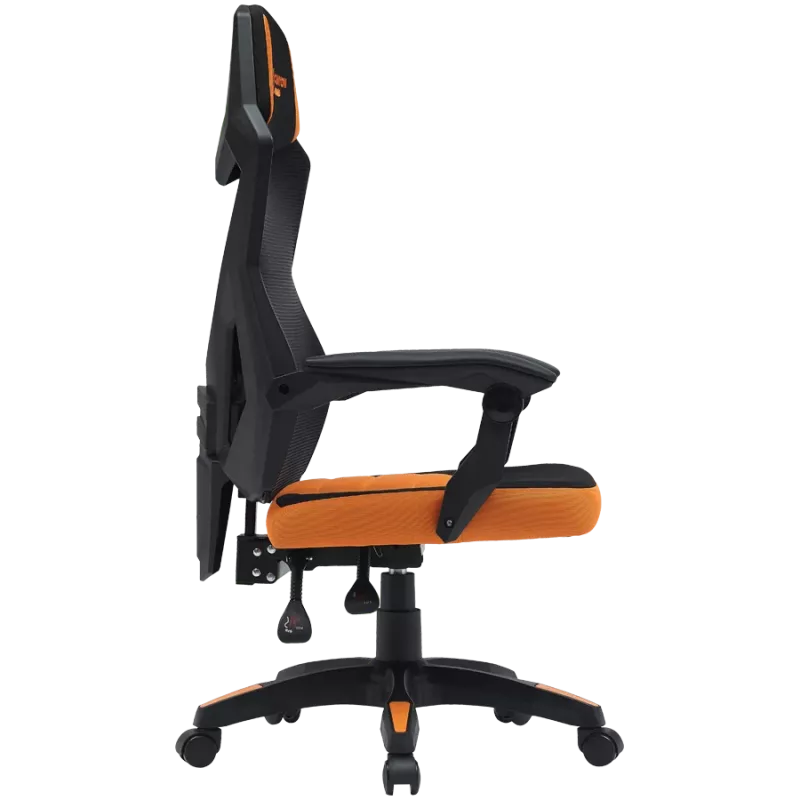 Cadeira gaming CANYON Wave MCH02 — encosto em mesh, design ergonómico, preto/laranja