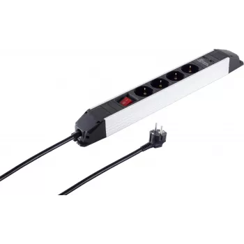 Régua de tomadas ShiverPeaks S/CONN 4 tomadas com portas USB, régua de energia compacta com 4 tomadas e função de carregamento USB integrada