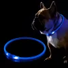 Coleira LED KABB azul para cães e gatos – recarregável, coleira de segurança ajustável com iluminação