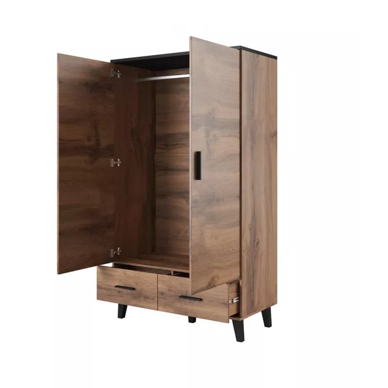 Cama Meble LOTTA 2D2D roupeiro, carvalho Wotan + preto mate