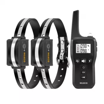 Coleira de treino para cães Rojeco PD529 1000m com 2 coleiras (preto)