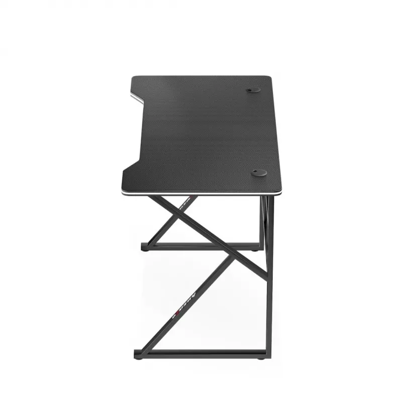 Secretária gaming huzaro Hero 1.6 preta — mesa reta em MDF/carbono 1200×600×750 mm, estrutura metálica