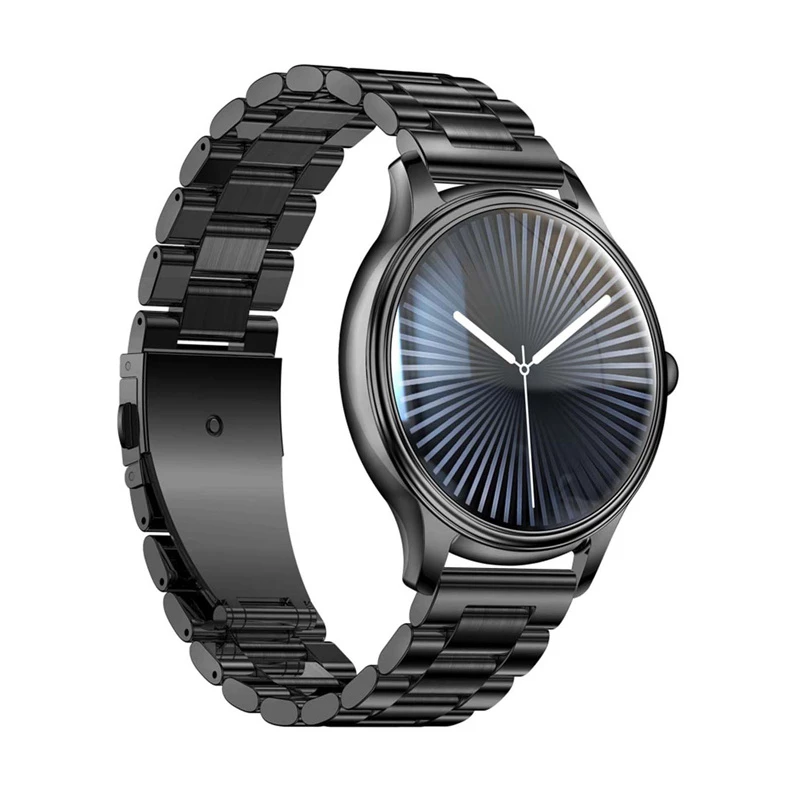 Smartwatch Colmi L28 com caixa preta e bracelete de aço inoxidável preta