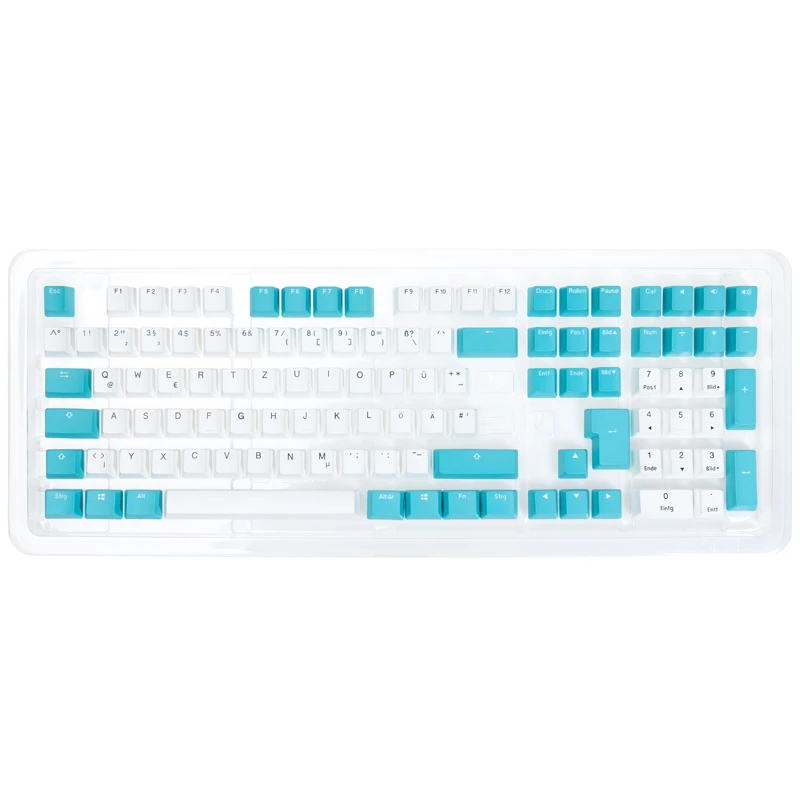 Conjunto de teclas Ducky, PBT, ISO (DE) - branco/azul