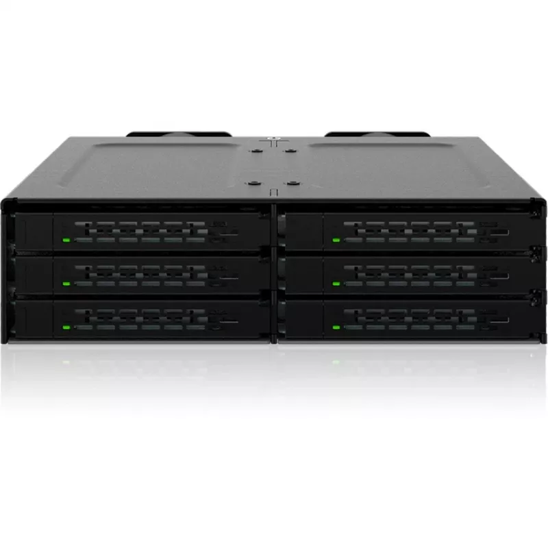 Icy Dock ToughArmor MB118VP-B - caixa de armazenamento - 6 x U.2/U.3 NVMe SSD, rack móvel para baía de 5,25, com SlimSAS SFF-8654 8i - 2.5 (6.4 cm)