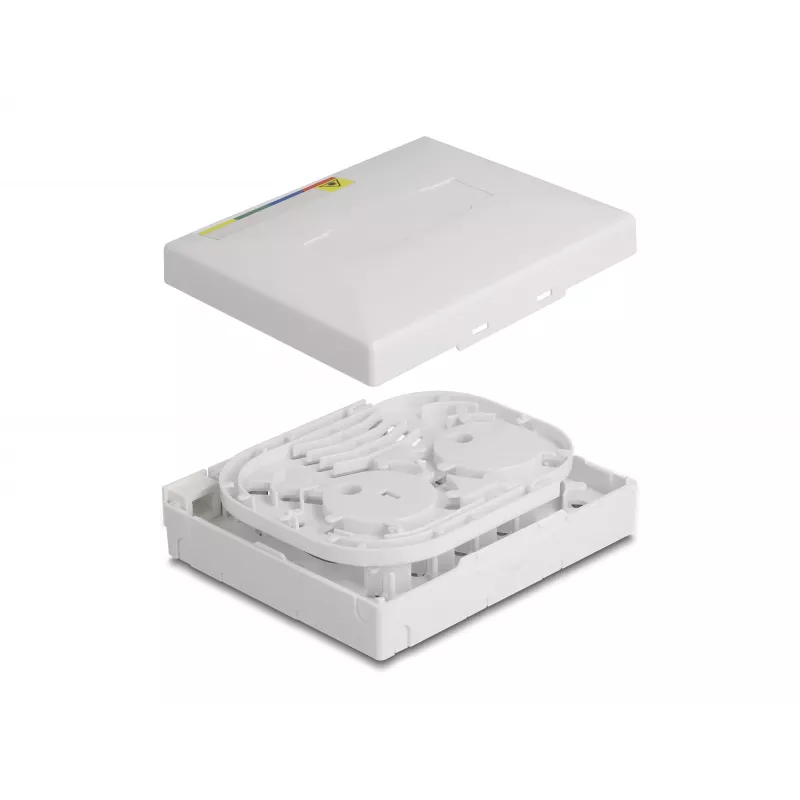 Caixa de ligação de fibra ótica DeLOCK FTTH montagem na parede 4 x SC Simplex LC Duplex branco
