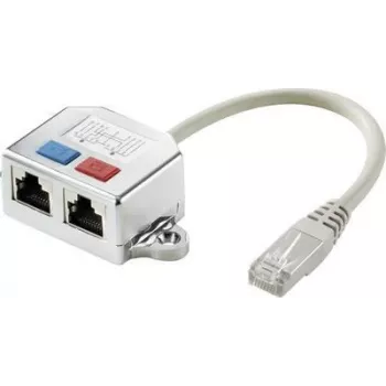Adaptador de rede T RJ45 Renkforce CAT 6 [2x conector fêmea RJ45 - 1x conector macho RJ45] 15,00 cm metal (RF-4538138)