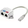 Adaptador de rede T RJ45 Renkforce CAT 6 [2x conector fêmea RJ45 - 1x conector macho RJ45] 15,00 cm metal (RF-4538138)