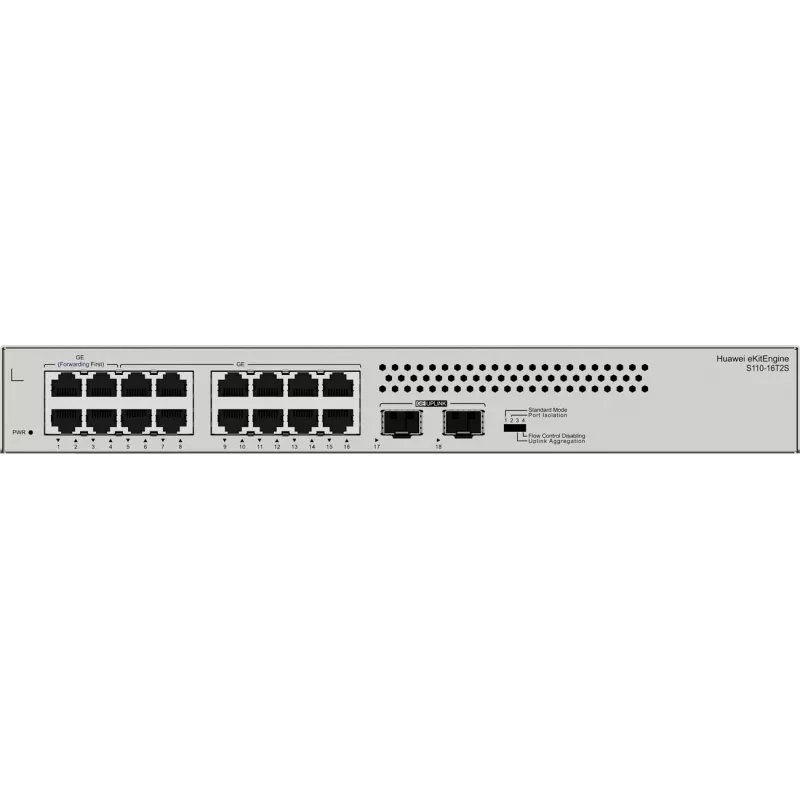 Switch Gigabit Huawei S110-16T2S, 2x SFP 16x GLAN, 2x SFP, para rack