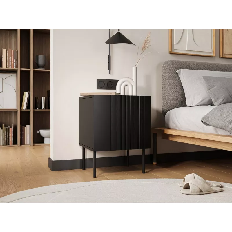 Conjunto de mesas de cabeceira 2 unid. Cama Meble ISLA 44,5×40×59 cm preto mate MDF/aglomerado