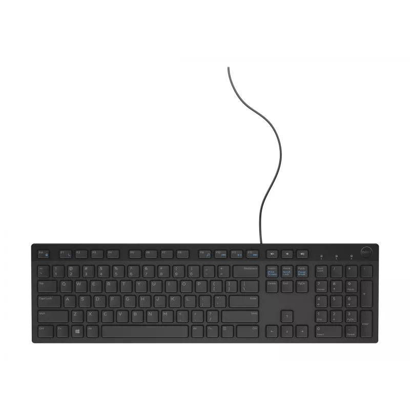 Teclado com fio de tamanho completo Dell KB216 — layout QWERTY nórdico, preto, USB