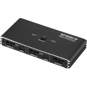 SpeaKa Professional HDMI 2.0 KVM fino 2X1 USB2.0+IR, Preto Comutador HDMI HDMI 3840 x 2160 píxeis (SP-13724436)