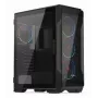 KRUX Heko KRXD001 caixa de PC Midi Tower, ATX/micro-ATX/mini-ITX, painel lateral transparente, ARGB, 4 ventoinhas de 120 mm, placa gráfica até 34 cm, cooler de CPU até 165 mm, preta