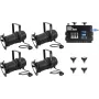 Eurolite Conjunto 4x PAR-30 Spot preto dim2warm + EDX-4 DMX RDM LED Dimmer Pack