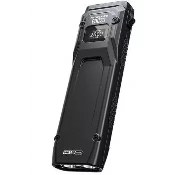 Lanterna de mão Nitecore EDC23 — compacta recarregável por USB preta, proteção IP54 contra água/poeira, dois LEDs, bateria integrada, 0,101 kg