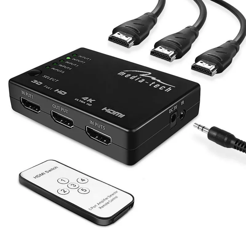 Media-Tech MT5207 Comutador HDMI 5x, 4K