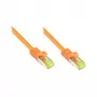 Cabo de rede RJ45 com cabo bruto Cat.7 e proteção da patilha (RNS®), S/FTP, PiMF, sem halogéneos, 600 MHz, OFC, laranja, 0,5 m, Good Connections® (8070R-005O)