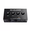 Interface de áudio M-Audio M-Track Duo — USB 2-in/2-out, 16-bit/48 kHz, 1x XLR/TS combo, 1x entrada de instrumento, alimentação fantasma 48V