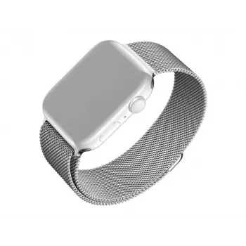 Pulseira de malha FIXED para Apple Watch 38/40/41 mm — FIXMEST-436-SL Prateado, aço inoxidável Milanese, ajustável