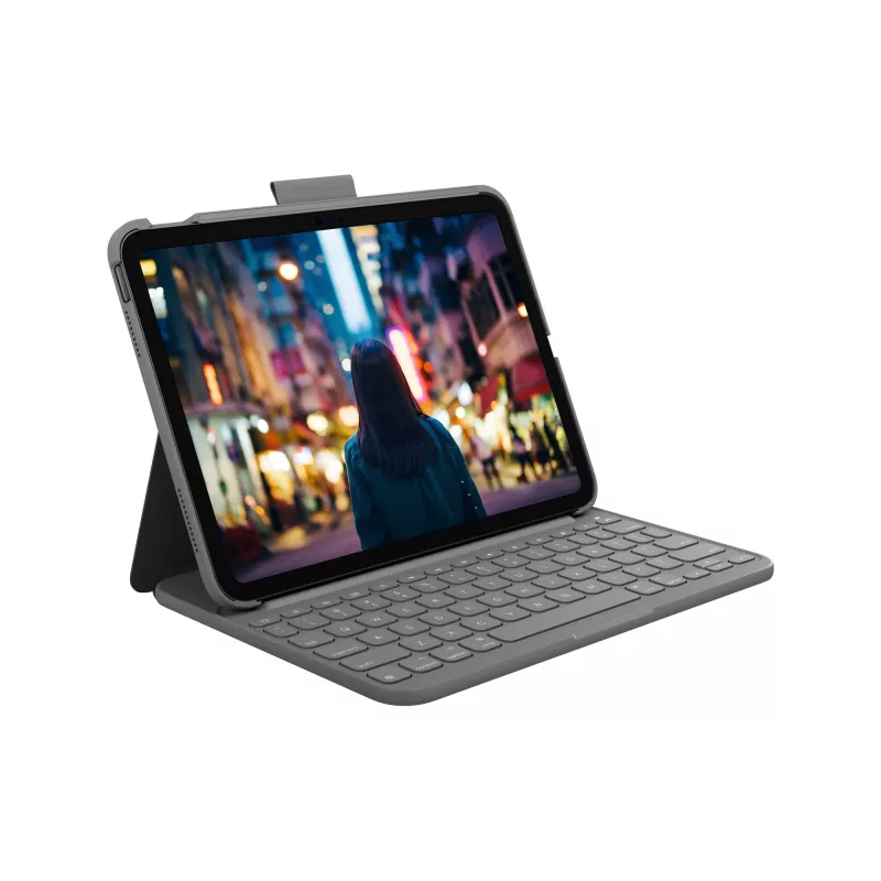 Teclado Logitech Folio fino cinzento Bluetooth QWERTZ suíço para iPad