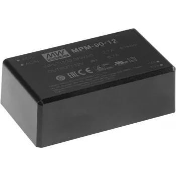 Fonte de alimentação e conversor de tensão MEAN WELL MPM-90-24 para interior 90 W preto (MPM-90-24)