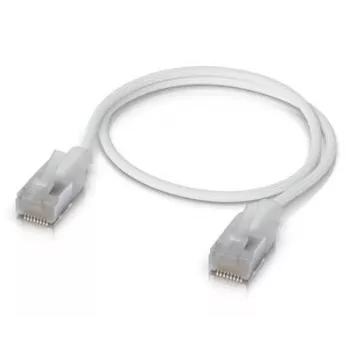 Cabo de rede patch UBIQUITI UACC-CABLE-PATCH-EL-C6A-1M-W — Cat6a, 1 m, RJ-45, branco translúcido