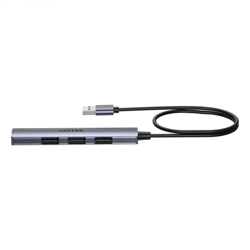 Hub USB Unitek H1208CGY01 — 4 portas USB 3.0 (5 Gbit/s), compatível com USB 2.0, alumínio