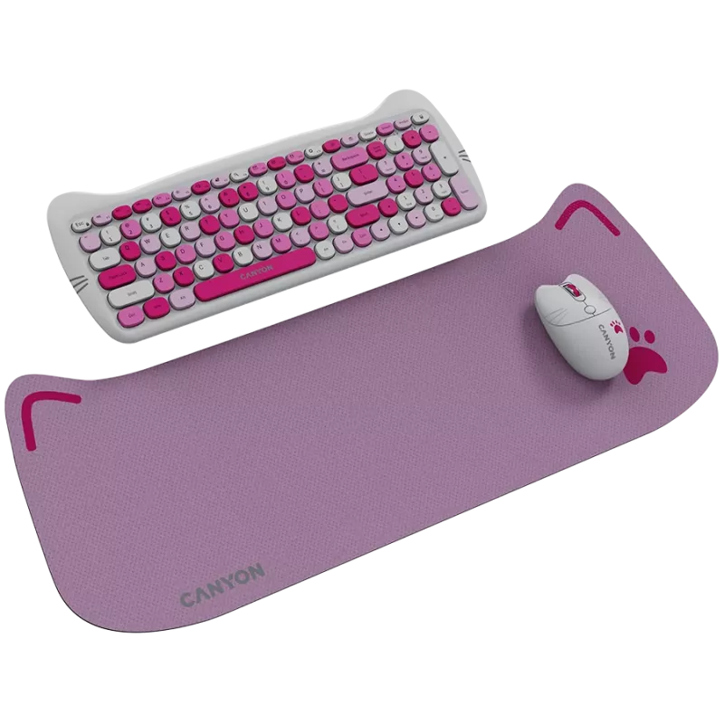 Conjunto de teclado e rato sem fios CANYON HSET-W6 Pink Kitty Edition