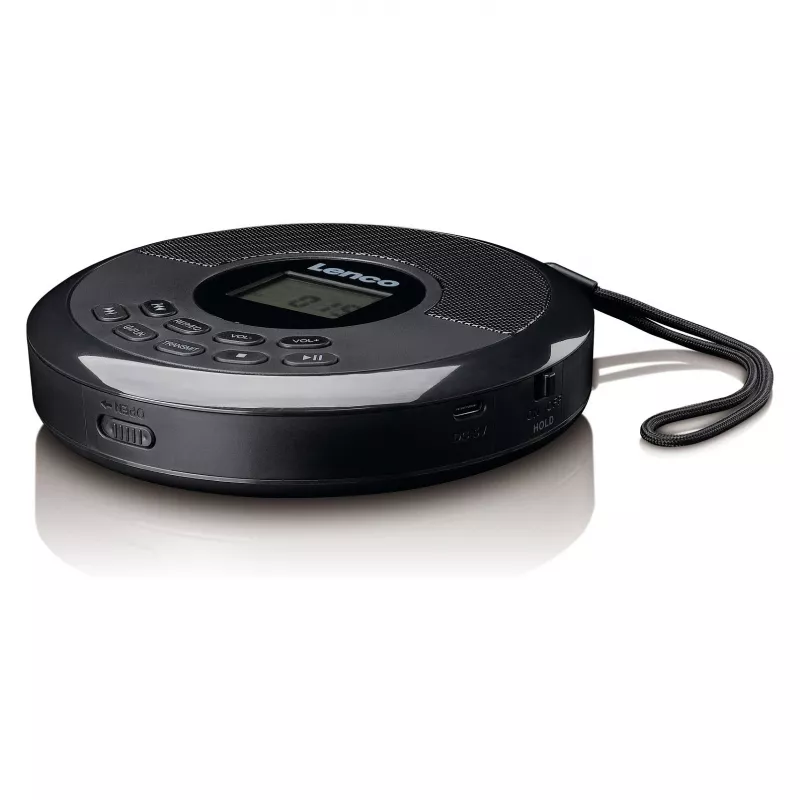 Leitor de CD portátil Lenco CD-340BK — preto, design portátil