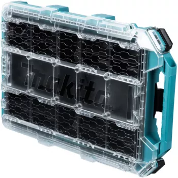 MAKTRAK organizador Flat M, caixa de ferramentas azul/transparente, tampa transparente