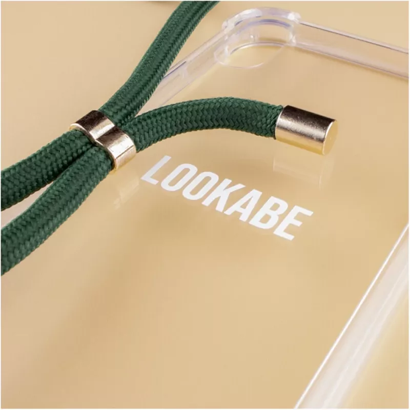 Capa com colar para telefone Lookabe para iPhone 7/8 Plus — dourado com fita verde