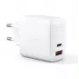 Carregador de parede Aukey PA-B3 branco GaN 65W USB-C / USB-A carregador rápido