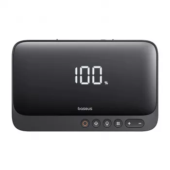 Carregador portátil Baseus Super Energy 6000 mAh – arranque assistido, LiPo 6000 mAh, 300 A de corrente de arranque, 150 PSI, ecrã integrado e lanterna, USB-C + USB-A, preto