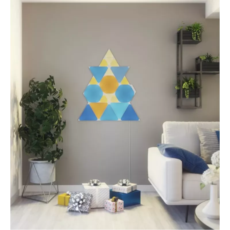 Painéis LED triangulares Nanoleaf NL47-0002TW-9PK — conjunto de 9 painéis de parede RGB, alimentação elétrica, branco