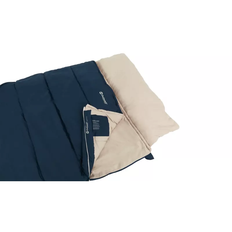 Saco de dormir Outwell Contour Lux XL — retangular para adultos, poliéster, 2200×1050 mm, para utilizadores até 190 cm, azul