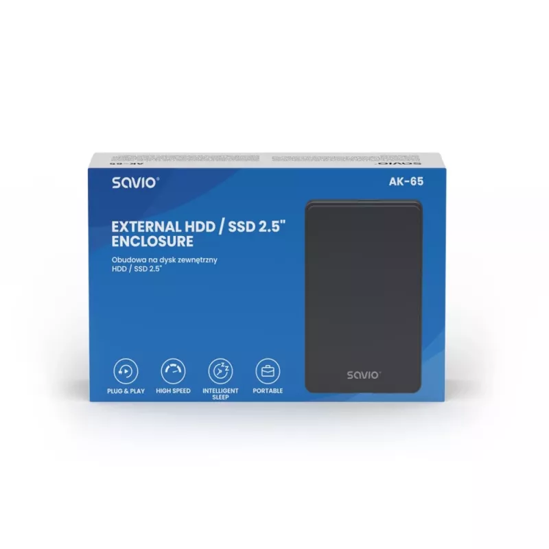 Caixa para disco rígido/SSD SAVIO AK-65 preto 2,5 polegadas SATA USB 3.0 5 Gbit/s Micro-USB