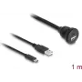 Cabo DeLOCK USB 2.0 USB Type-A macho e USB Type-C macho para USB Type-A fêmea e USB Type-C fêmea 1 m preto