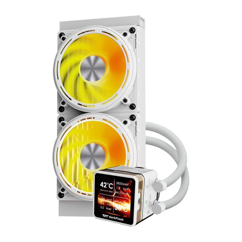 Refrigeração líquida de CPU Darkflash DE240 (branca) – radiador de 240 mm, circuito AIO fechado