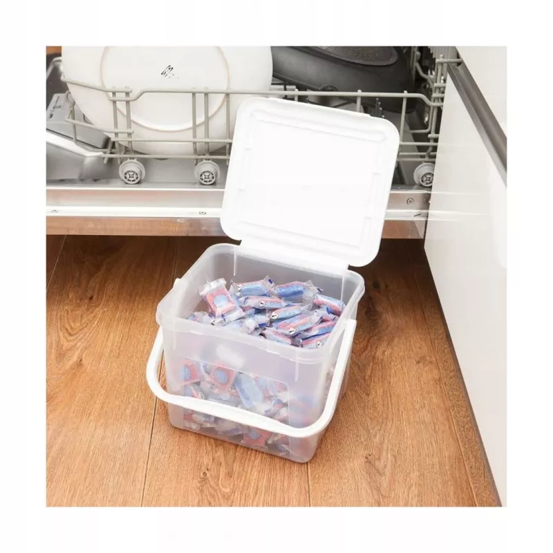 Recipiente para líquidos de limpeza Rotho Basic 4,5 l modelo 1770201100RP, tecnopolímero transparente com tampa e orifício de suspensão
