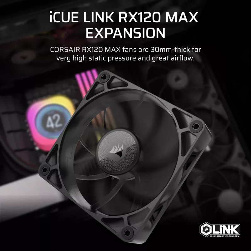 Corsair iCUE LINK RX120 MAX Ventoinha para caixa 120 mm - preto