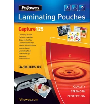 Bolsa de plastificação Fellowes Glossy 125 Micron para cartões - 75x105mm