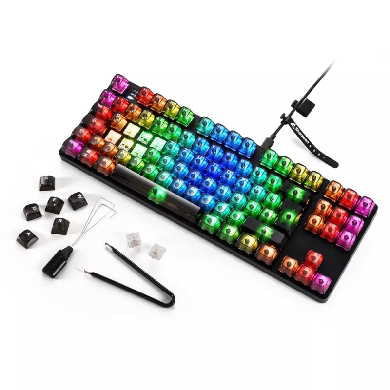 Teclado Gaming mecânico Sharkoon Crystal Shark preto DE com iluminação RGB