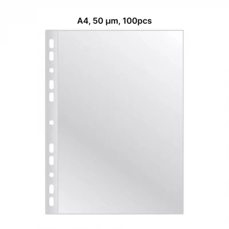 Capa perfurada AD Class cristalina A4 50 µm, saco de 100 unidades