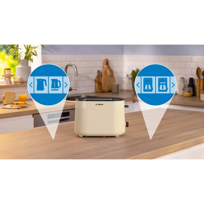 Torradeira Bosch | TAT2M127 MyMoment | Potência 950 W | Número de ranhuras 2 | Material da caixa plástico | Bege