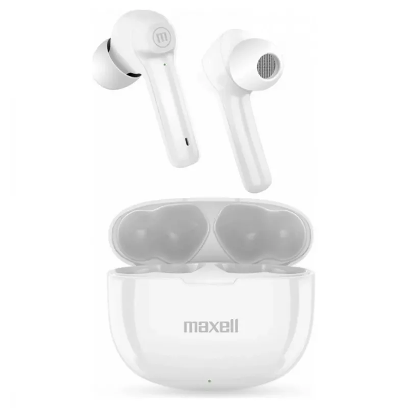 Auscultadores sem fios Maxell Dynamic+ com estojo de carregamento Bluetooth branco