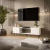 Móvel de TV cama meble LUCCA 180x40x59 cm — tampo em aglomerado branco, corpo branco