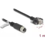 Cabo de rede DeLOCK cabo M12 codificação A 8 pinos fêmea para RJ45 macho Cat5e 1m preto