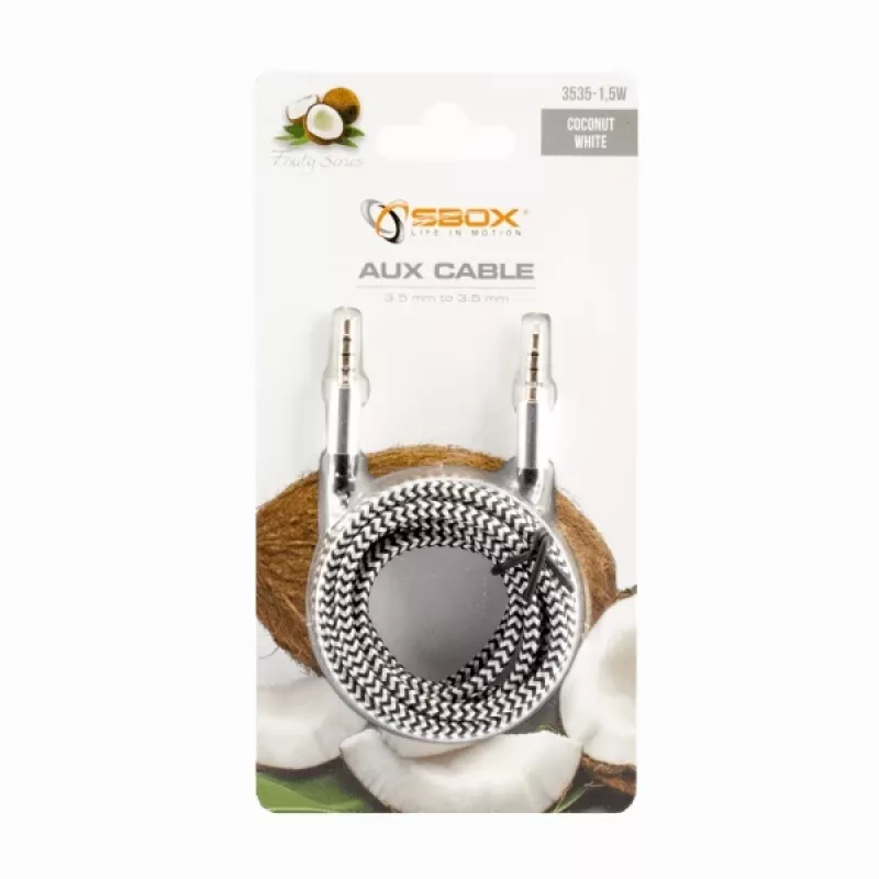 Cabo AUX Sbox 3535-1.5W 3,5mm para 3,5mm branco coco