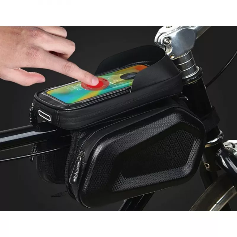 Extralink Bolsa de bicicleta, bolsa de quadro impermeável com capa para telemóvel